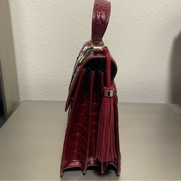 LIKE NEW Brahmin Gabriella - Chianti Rossini Croc Embossed & Rose Embroidery - Picture 8 of 16